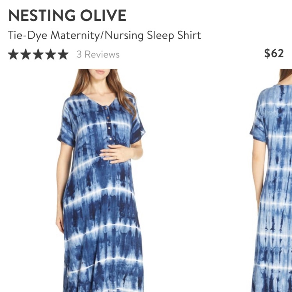 Nesting olive maternity sleep shirt size s/m